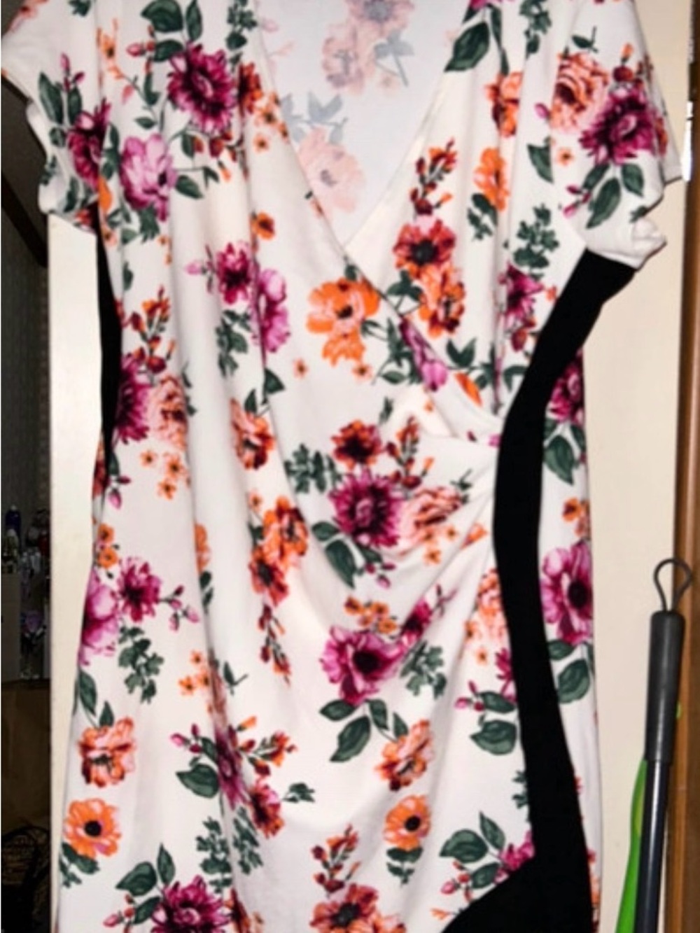 Almost Famous White Floral Midi Dress with Pink & Orange Blooms